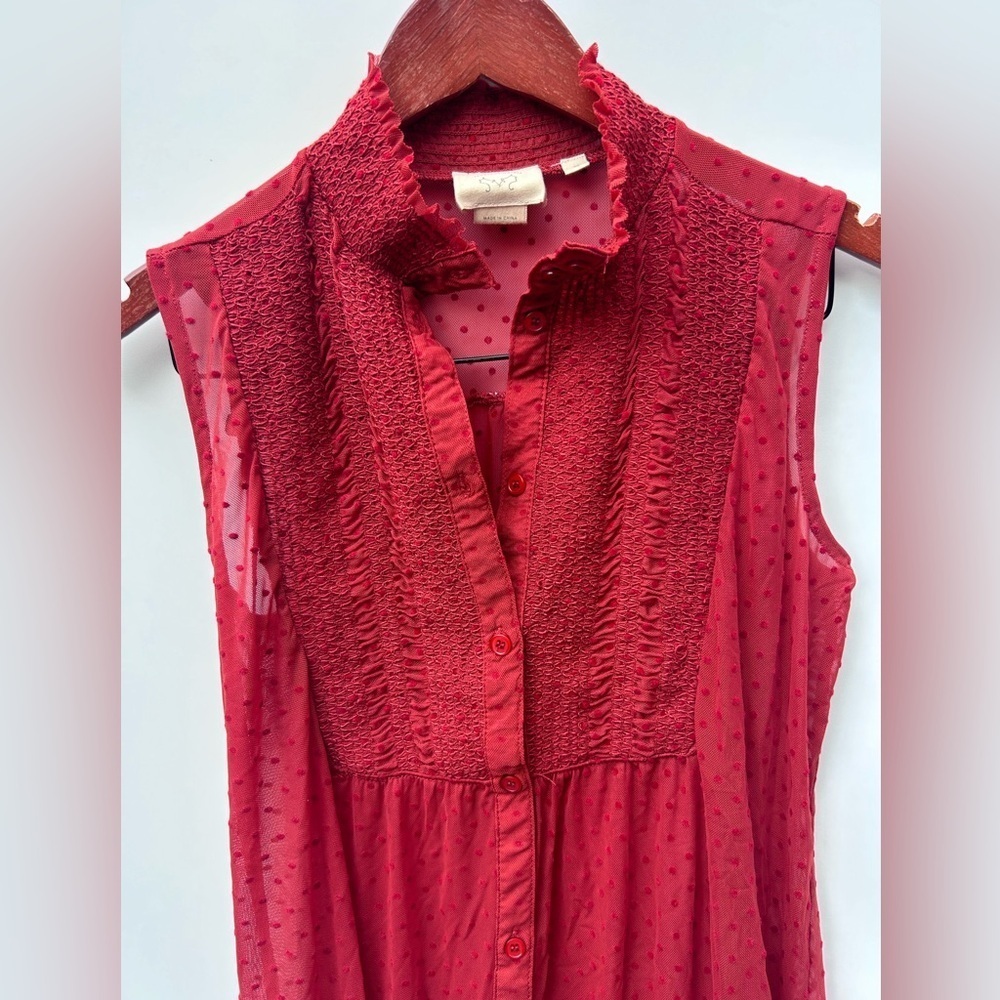 Anthropologie Vanessa Virginia Sleeveless Sheer Top Red
Tunic Mesh Smock Bib - Picture 8 of 9